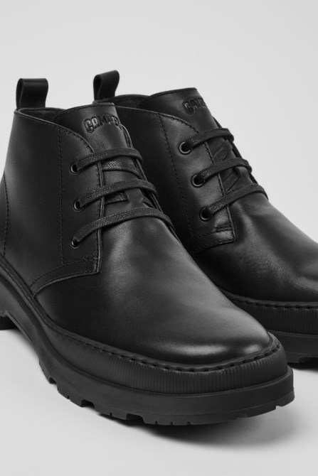Camper Brutus Trek Michelin Black Leather Ankle Boots For Men New Arrivals