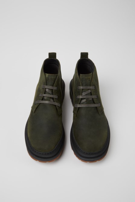 Brutus Trek Michelin Dark Green Nubuck Ankle Boots For Men Exclusive Camper