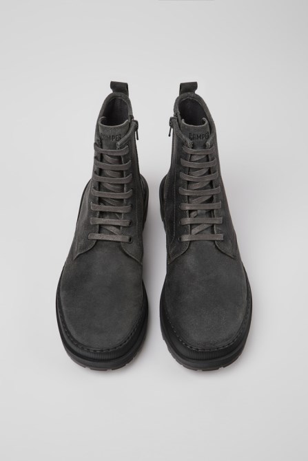 Camper Brutus Trek Michelin Dark Gray Nubuck Ankle Boots For Men New Arrivals
