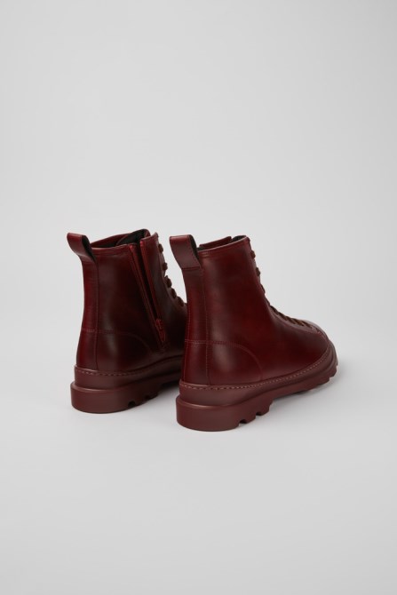 Design Brutus Burgundy Leather Ankle Boots For Men Camper