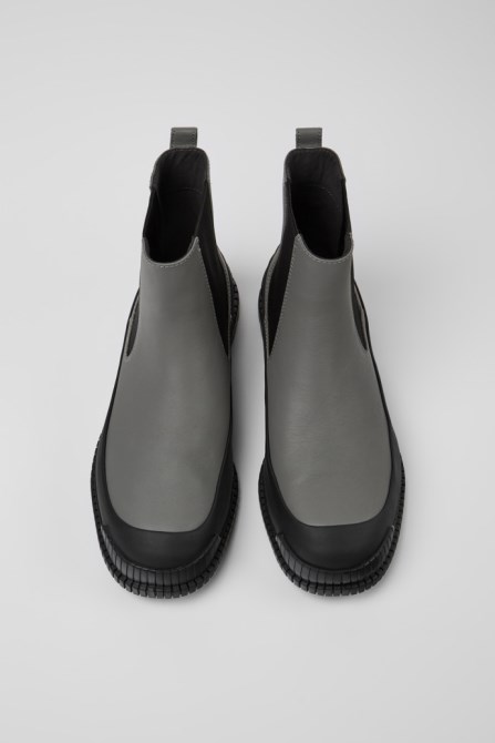 Pix Gray And Black Leather Chelsea Boots For Men Exclusive Camper