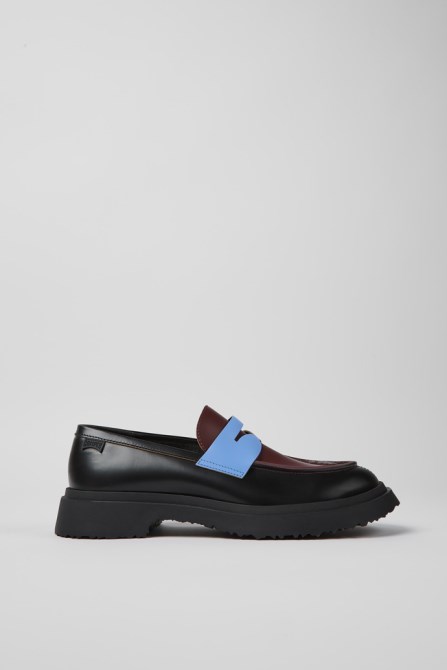 Camper Design Twins Black Leather Loafers For Men