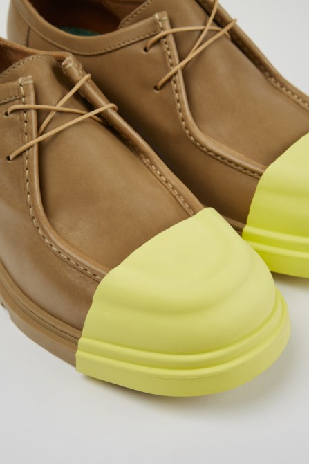 Design Junction Beige Leather Shoes For Men Camper