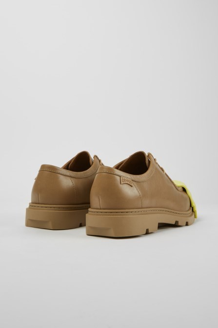 Design Junction Beige Leather Shoes For Men Camper