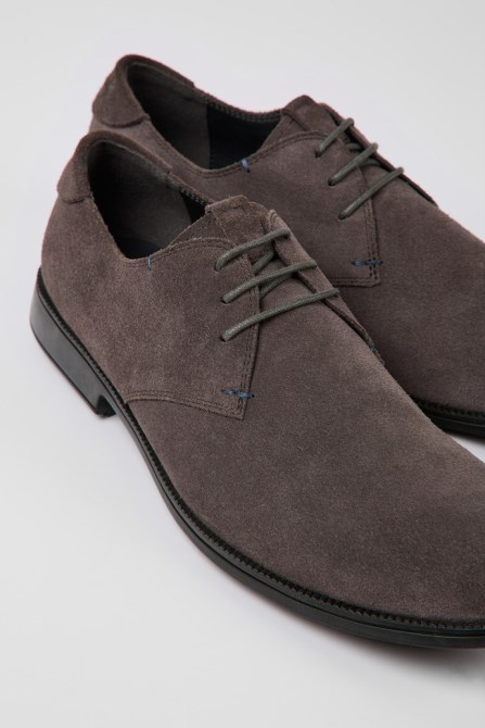 Design Mil Brown-Gray Nubuck Shoes For Men Camper