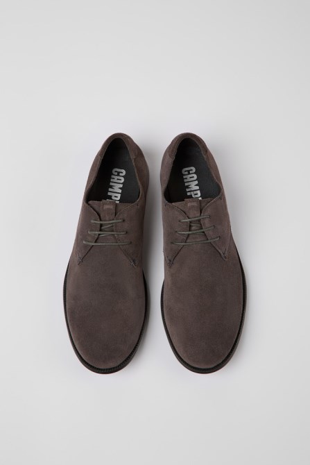 Design Mil Brown-Gray Nubuck Shoes For Men Camper
