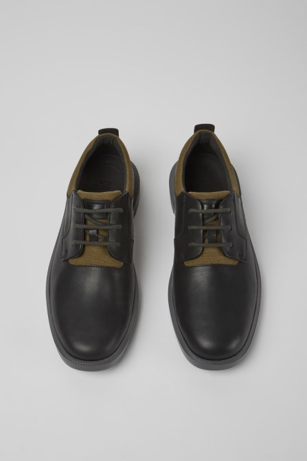 Design Bill Black Leather Lace Up Shoes Camper