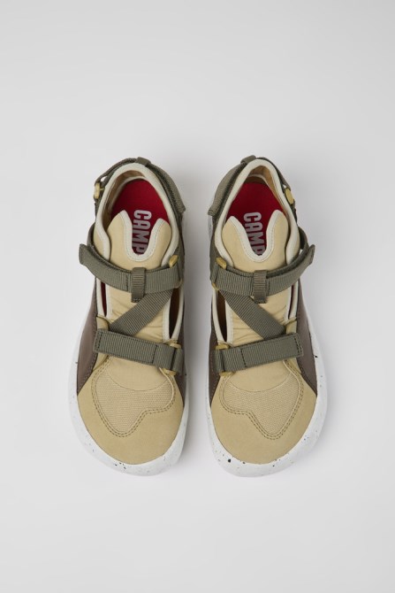 Camper Design Peu Stadium White Non-Dyed Leather And Textile Semi-Open Sneakers For Men