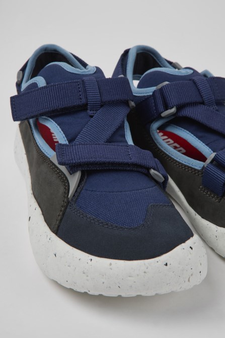 Peu Stadium Blue And Gray Leather And Textile Semi-Open Sneakers For Men Camper New Arrivals