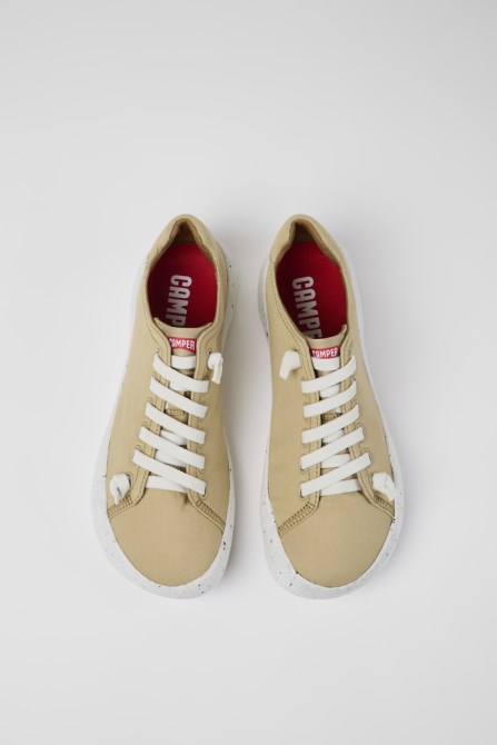 Peu Stadium Beige Textile Sneakers For Men Exclusive Camper