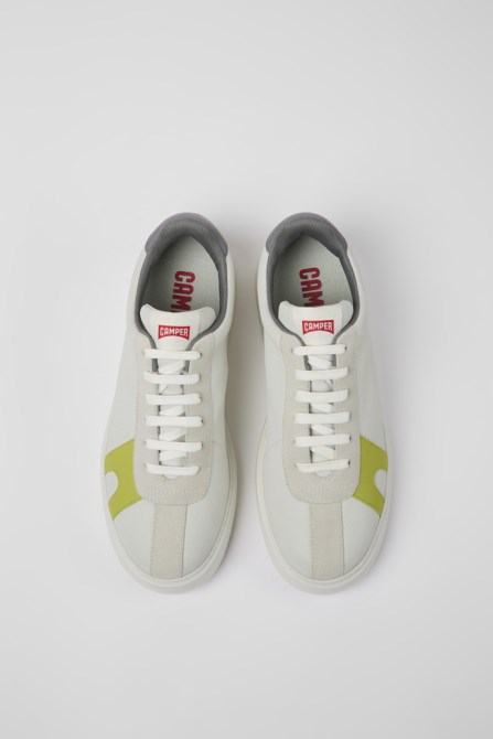 Runner K21 White Non-Dyed Leather And Nubuck Sneakers For Men Exclusive Camper