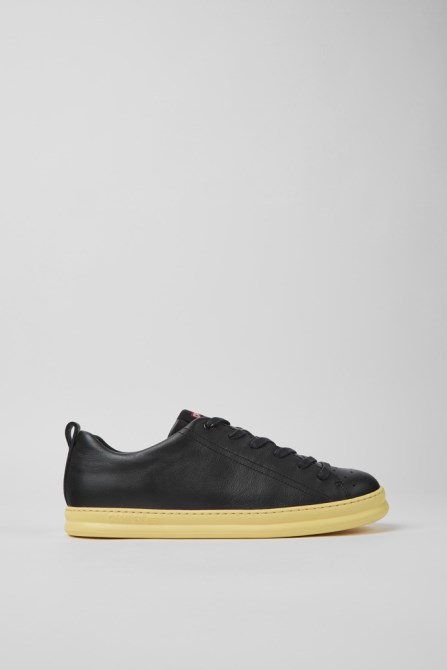 Design Runner Black And Yellow Leather Sneakers For Men Camper