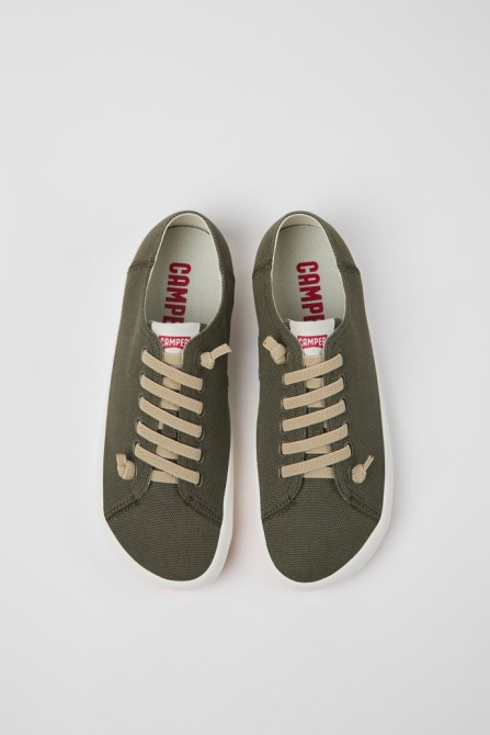 Peu Rambla Green Textile Sneakers For Men Exclusive Camper