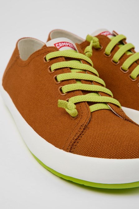 Peu Rambla Brown Textile Sneakers For Men Camper New Arrivals