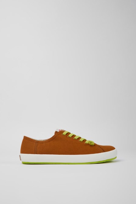 Peu Rambla Brown Textile Sneakers For Men Camper New Arrivals