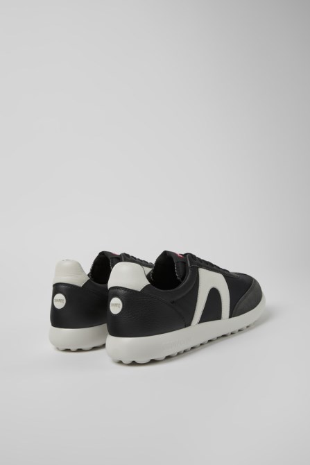 Camper Design Pelotas Xlite White And Black Textile And Leather Sneakers For Men