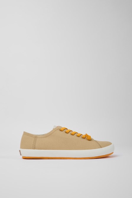 Peu Rambla Beige Textile Sneakers For Men Camper New Arrivals