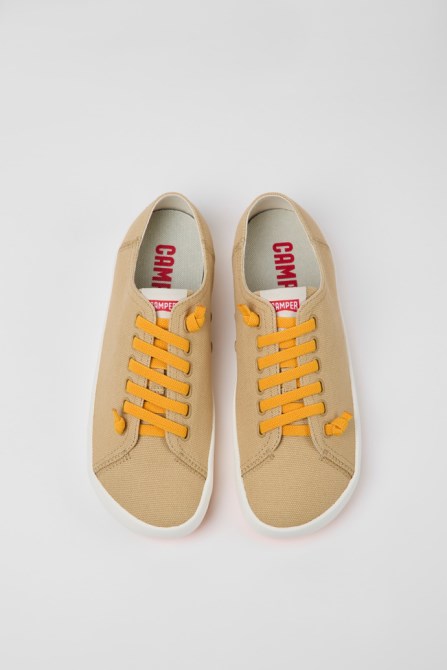 Peu Rambla Beige Textile Sneakers For Men Camper New Arrivals