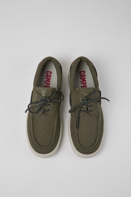 Camper Design Runner Green Textile Sneakers For Men