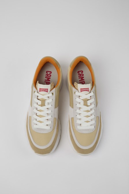 Design Drift Beige And White Nubuck Sneakers For Men Camper