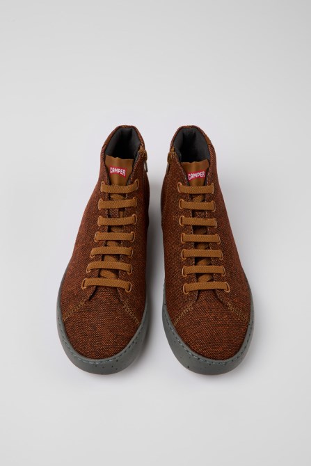 Camper Design Peu Touring Brown And Black Recycled Wool Sneakers For Men
