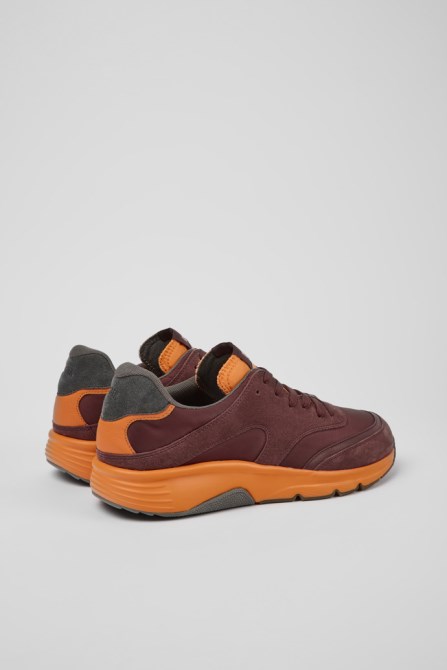Design Drift Burgundy And Orange Textile Sneakers For Men Camper