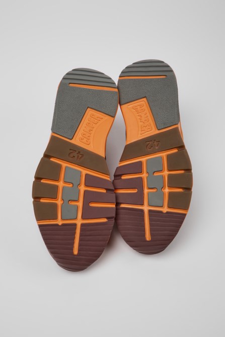 Design Drift Burgundy And Orange Textile Sneakers For Men Camper