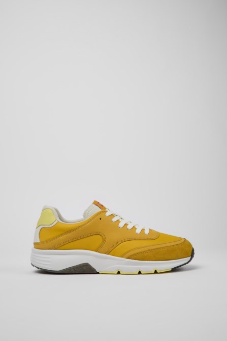 Camper Drift Yellow Textile And Leather Sneakers For Men New Arrivals