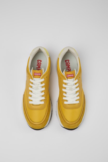 Camper Drift Yellow Textile And Leather Sneakers For Men New Arrivals