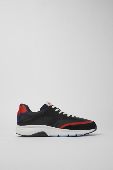 Camper Design Drift Black And Red Textile And Leather Sneakers For Men
