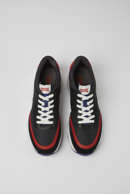 Camper Design Drift Black And Red Textile And Leather Sneakers For Men