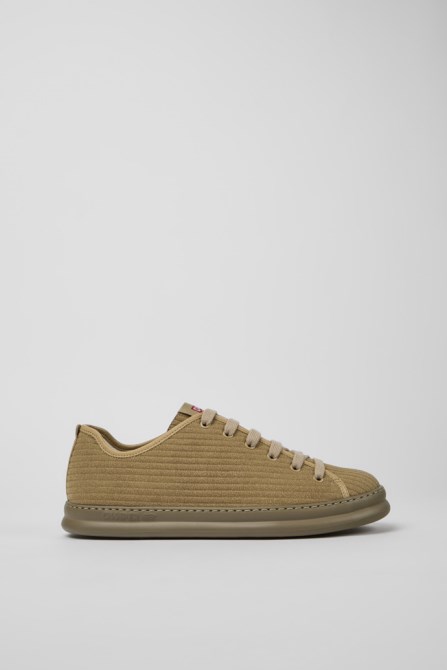 Camper Design Runner Beige Leather And Nubuck Sneakers For Men