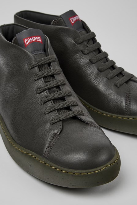 Peu Touring Gray Leather Sneakers For Men Camper New Arrivals
