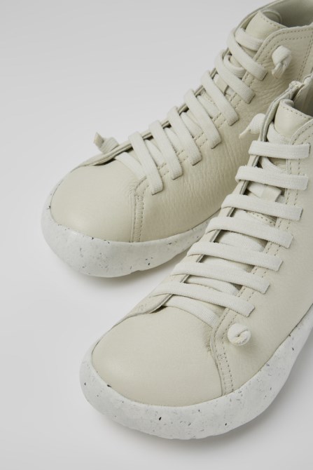 Design Peu Stadium White Leather Ankle Boots For Men Camper