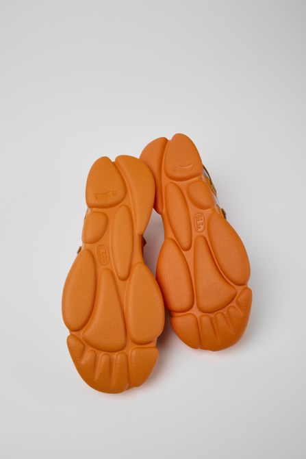 Camper Karst Orange And Brown Textile Shoes For Men New Arrivals