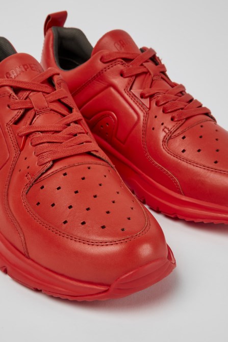 Camper Drift Red Leather Sneakers For Men New Arrivals