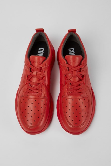 Camper Drift Red Leather Sneakers For Men New Arrivals