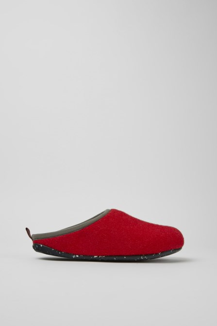 Camper Twins Burgundy Red And Gray Wool Slippers For Men New Arrivals