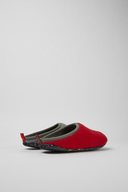 Camper Twins Burgundy Red And Gray Wool Slippers For Men New Arrivals