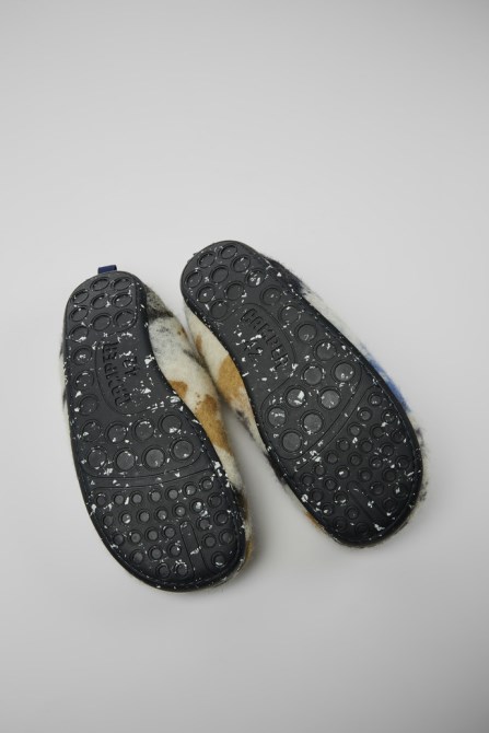 Exclusive Camper Wabi Blue And Black Recycled Wool Slippers For Men
