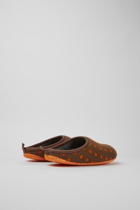 Camper Design Wabi Brown And Orange Wool Slippers For Men