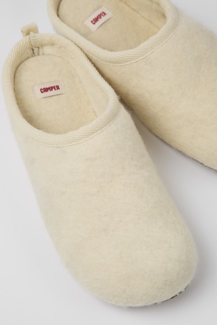 Wabi Beige Wool Slippers For Men Exclusive Camper
