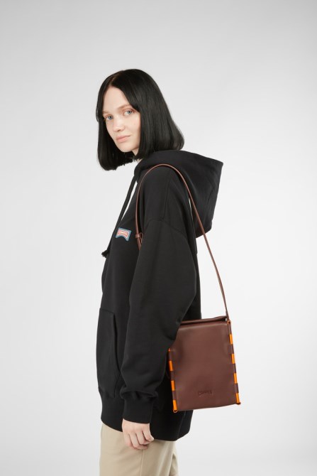 Camper Design Tie Bags Burgundy And Orange Crossbody Bag