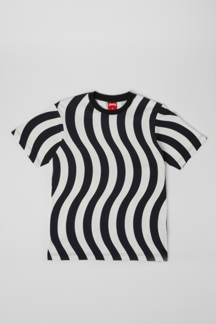 T-Shirt Black And White Organic Cotton T-Shirt Camper New Arrivals
