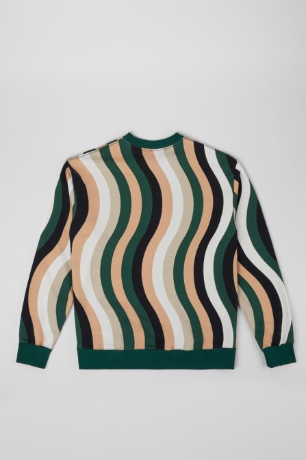 Camper Design Sweatshirt White Green And Beige Organic Cotton Sweater