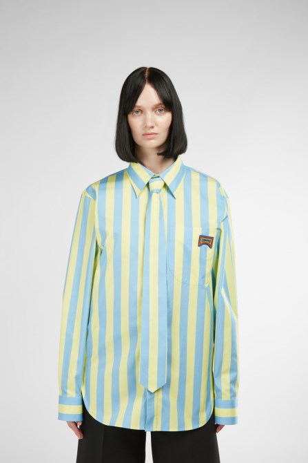 Exclusive Camper Shirt Blue And Yellow Striped Unisex Shirt