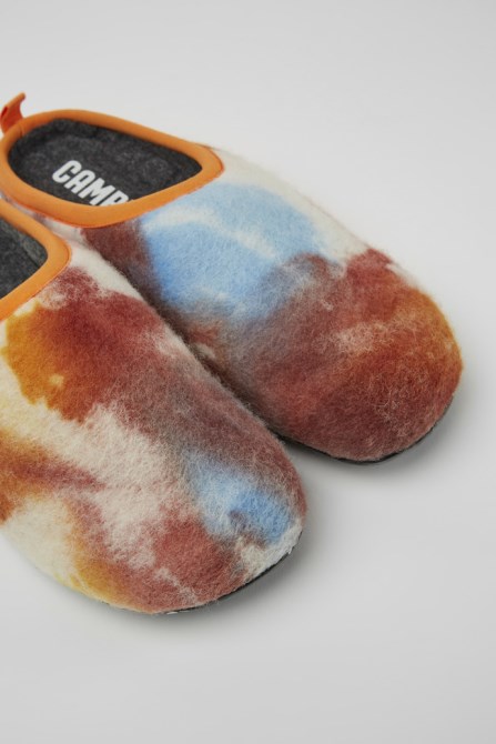 Wabi Orange And Blue Recycled Wool Slippers For Men Exclusive Camper