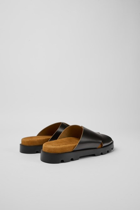 Design Brutus Sandal Black Leather Sandals For Women Camper