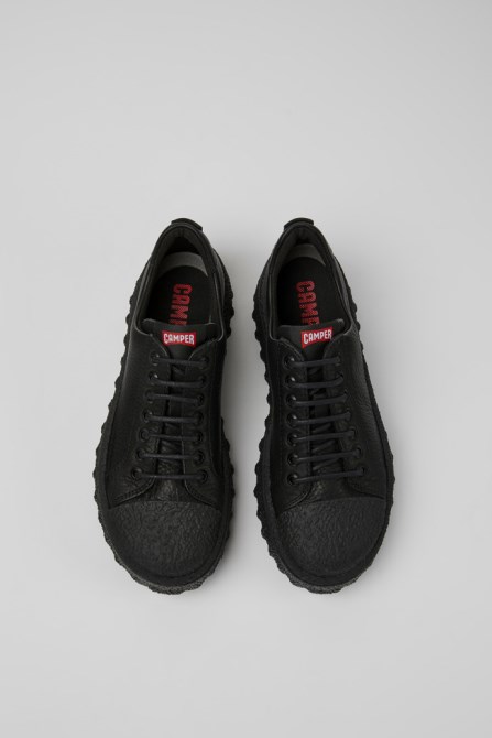 Design Ground Michelin Black Leather Shoes For Women Camper