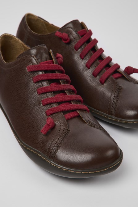 Camper Design Peu Brown Leather Shoes For Women